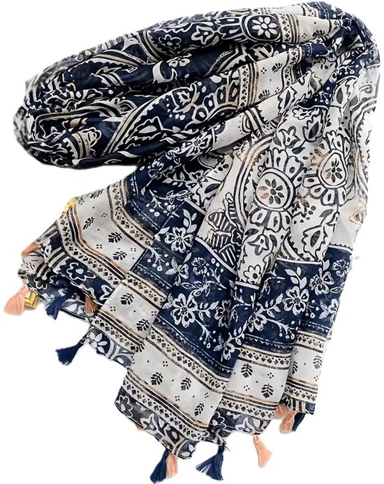 Dames Sjaal - Sjaal Dames - Voorjaarssjaal - Zomersjaal - Mode Sjaal - Shawl - Omslagdoek - 180 cm*80 cm - Blauw - Roze