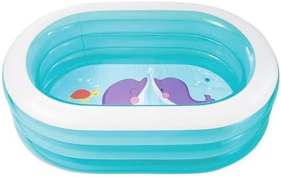 Piscine Opblaasbaar My Kinder pour Enfants, 163 cm x 107 cm x 46 cm, Blauw avec joli imprimé, à partir de 3 ans