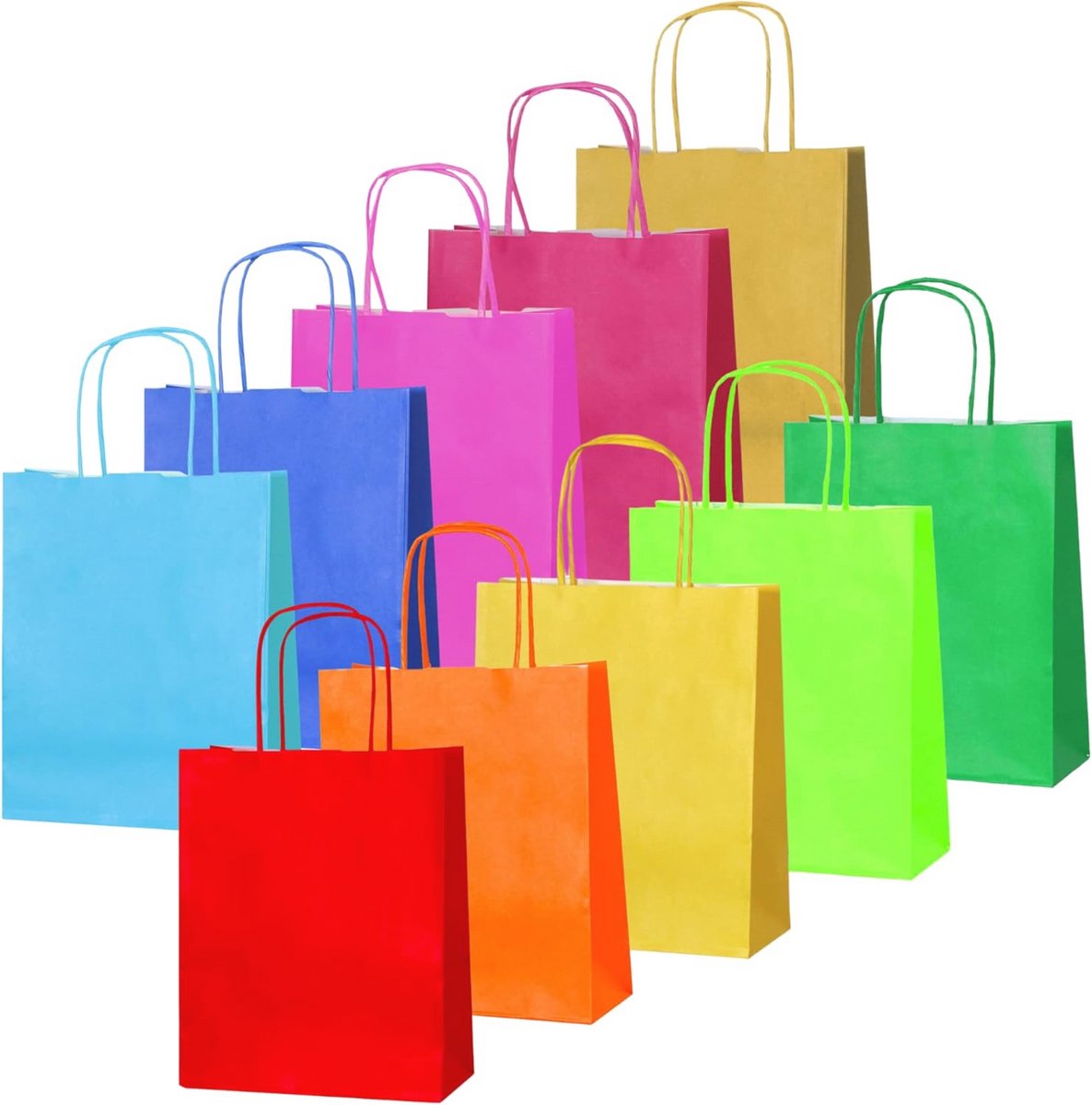 20 Kleine Papieren Tassen voor Feestjes, Cadeaus, Knutselen & Snoep - Regenboog Kleuren - 180x220x80mm