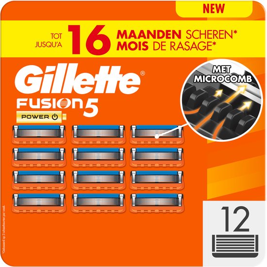 Gillette Fusion5 Power Scheermesjes voor Mannen - 12 stuks