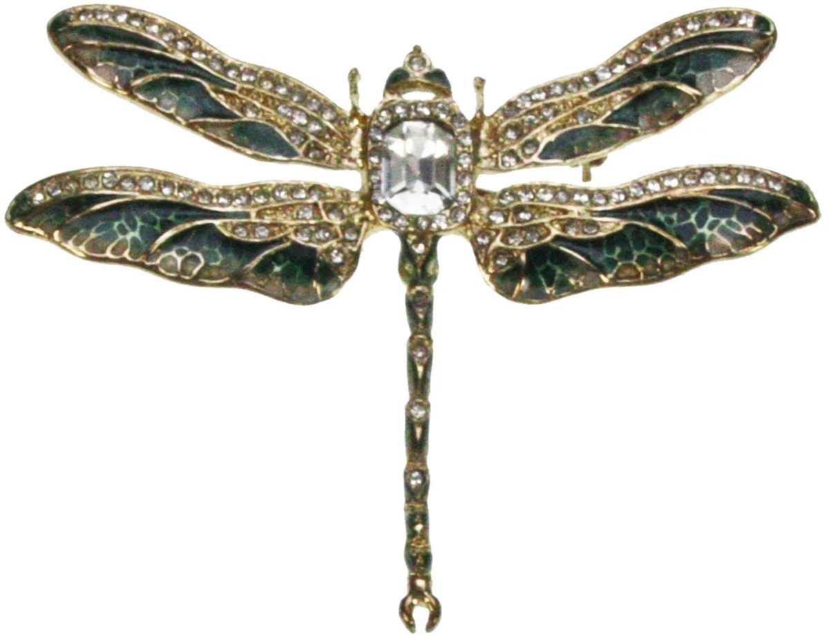 Broche Libelle groen 7x1x6cm