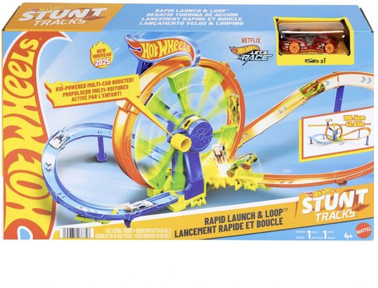 Hot Wheels Snelle Start- en Looping Speelset – Inclusief 1:64 Auto – Racebaan met Looping en Startlanceerder – Kinderspeelgoed Vanaf 4 Jaar