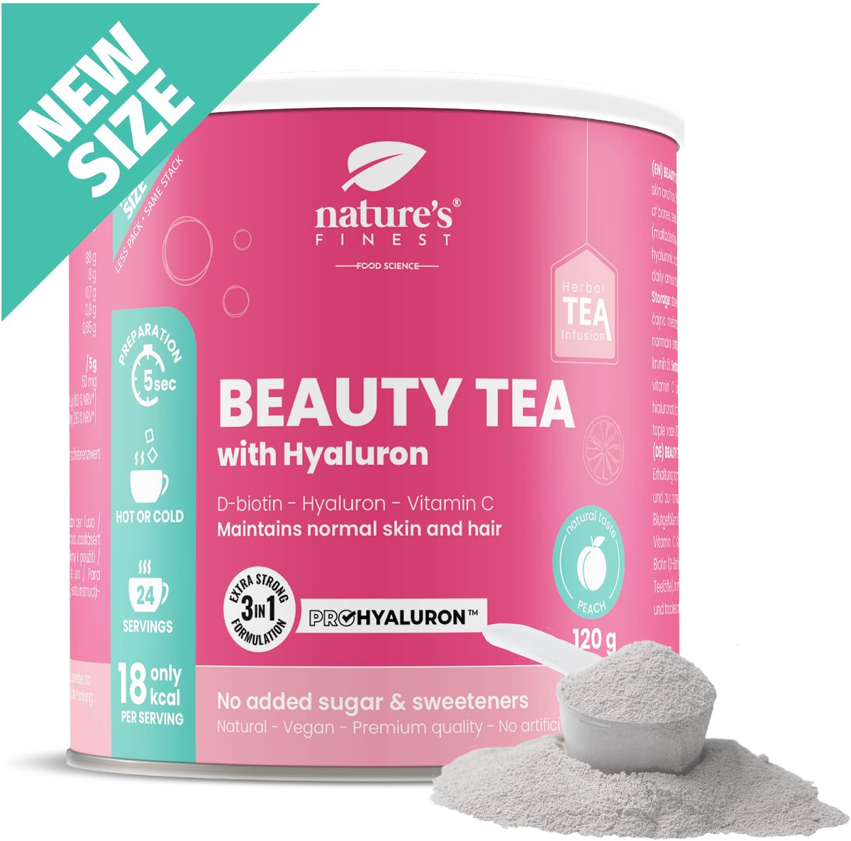 Goedkoopste Nature's Finest Beauty Tea met Hyaluron - Natuurlijke beautydrank voor huid en haar - Met hyaluronzuur, biotine en vitamine C - Ondersteunt collageensynthese en beschermt tegen oxidatieve stress - Heerlijke perziksmaak - Zonder toegevoegde suiker