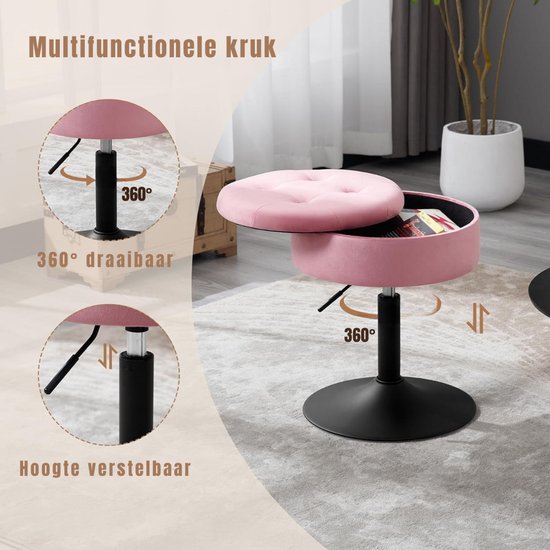 Kaptafel,Nordic fluwelen kaptafelset met ronde led-instelbare helderheidsspiegel en gewatteerde kruk, make-uptafel voor make-up, eenvoudig te monteren voor meisjes, slaapkamer, badkamer