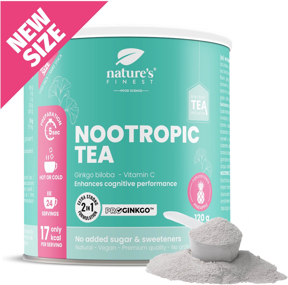 Goedkoopste Nature's Finest Nootropic Tea - Met Ginkgo biloba extract en vitamine C - Instant tea mix om de bloedcirculatie in de hersenen te ondersteunen en de cognitieve prestaties te verbeteren