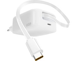Snellader 65W - Ingebouwde USB C Kabel - 90 CM - Intrekbaar & Uittrekbaar - Universele Oplader voor Laptop, Tablet, Smartphone, Accessoires