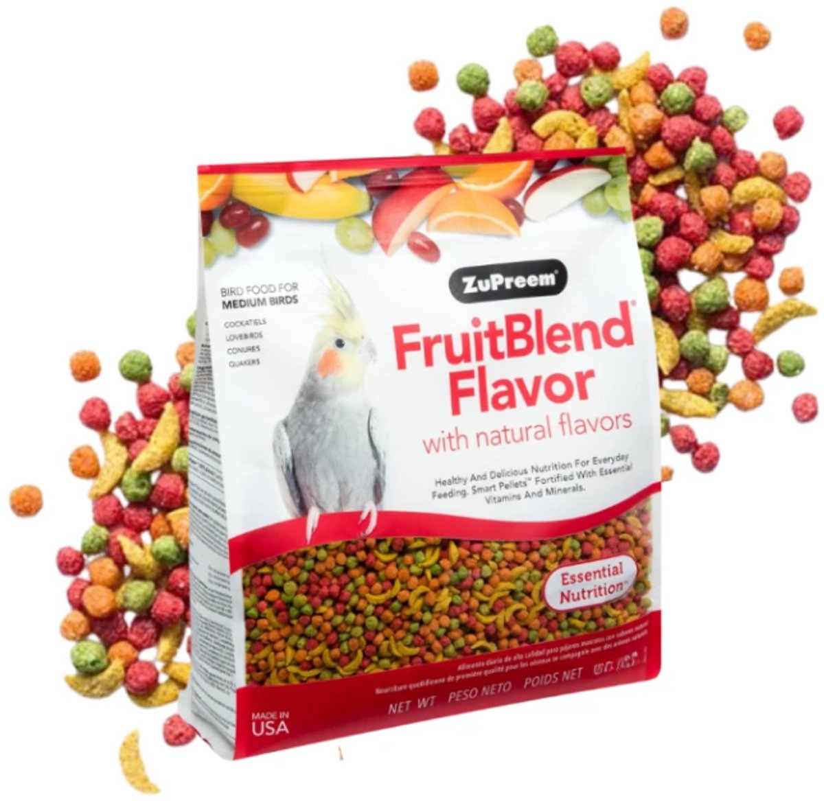 ZuPreem Fruitblend Medium 1kg - Papegaaienvoer- Parkietenvoer - Vogelvoer -