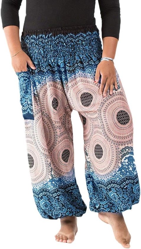 Sarouel - Pantalon de yoga - Pantalon de plage Taille XL ; 50,52,54 Mandala blanc/noir