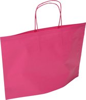 Papieren tassen | 46x31+15+1 cm [L] | Fuchsia roze | Gedraaide grepen | 50 stuks