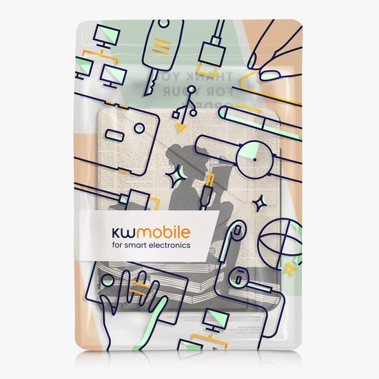 kwmobile e-reader hoesje geschikt voor Kobo Libra Colour hoes - Ereader flip case met standaard - E reader cover van kunstleer - In zwart / beige van kwmobile — afbeelding 3