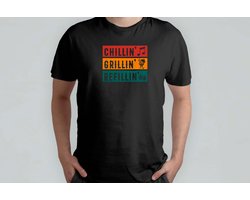 Chillin Grillin Refillin - T Shirt - BBQLovers - GrillMasters - BBQTime - SmokinHot - BBQLeven - GrillMeester - TijdVoorBBQ - RookEnVlees