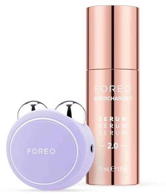 FOREO BEAR mini + Serum Sérum Sérum 30 ml – Gezichtsliftapparaat met microstromen – Chinreductie – Gezichtsmassager – Gezichtszorgapparaat – Cadeaus voor vrouwen – Cadeauset - Lavander