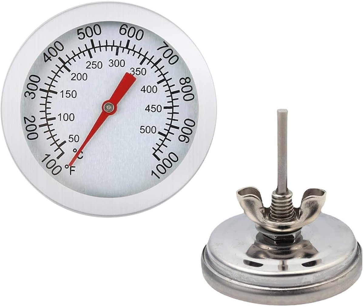 BBQ-thermometer 2 stuks - Roestvrij staal - Temperatuurweergave 50-500 °C - Universeel voor grillen en koken