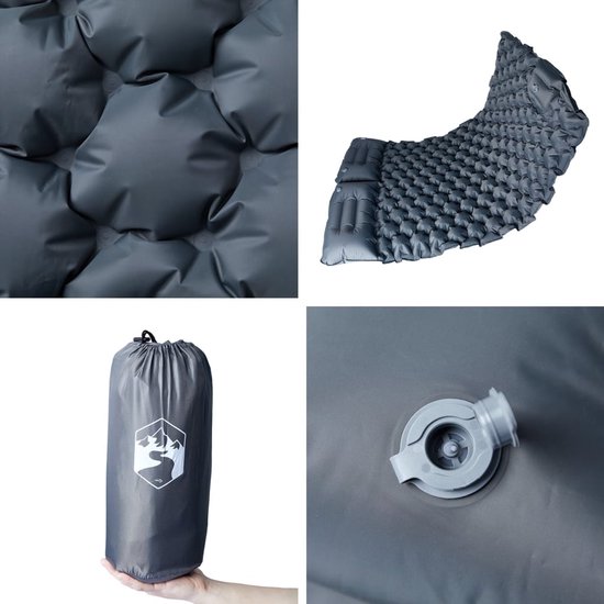 vidaXL - Kampeermatras - met - kussens - zelfopblazend - 2-persoons - grijs van Merkloos — afbeelding 4