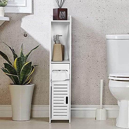 Slaapkamerkasten, smalle meubels, badkamermeubels en toilet, van hout, wit, rek voor woonkamer, keuken, hal, 80 × 15,5 × 15,5 cm