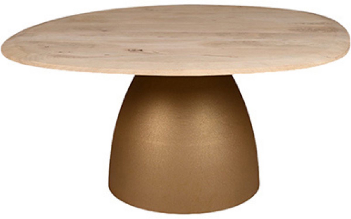 by Mooss - Tafel - Bijzettafel - Salontafel - Gold Dust - Naturel - Metaal - Hout - 90x80 cm - Organisch