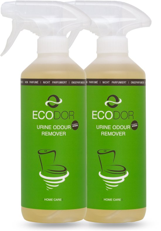 Ecodor UF2000 - Urinegeur Verwijderaar - verwijderd snel en effectief urinegeur uit beton, steen, muur, voegen, parket, hout, laminaat, kleed, matras, textiel - 2 x 500 ml spuitflacon - Ecologische ontgeurder - Ongeparfumeerd