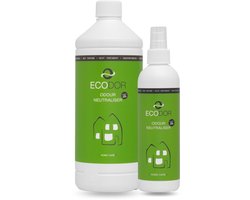 Ecodor EcoHome - Neutraliserende luchtverfrisser spray voor toilet en woonkamer - Ontgeurder - Geurverwijderaar - Geurvreter - Geurvernietiger - Ecologisch - Ongeparfumeerd - Voordeel Pakket - 250 ml sprayflacon + 1 liter navulfles