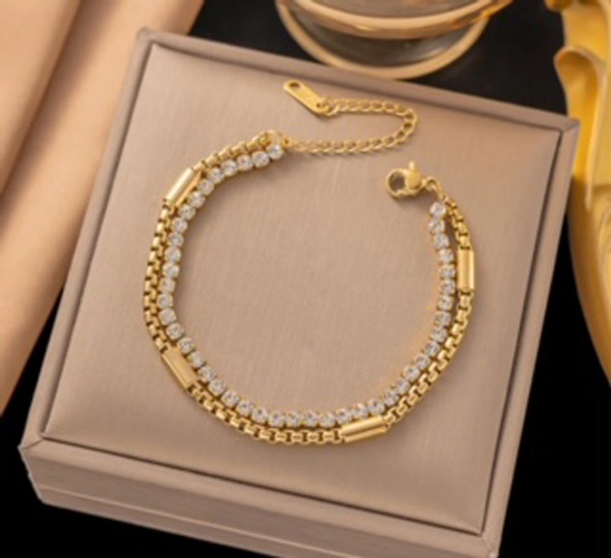 JP Family Jewelry - Luxe Armband - Dubbel Verguld RVS, Lengte 16-21 cm