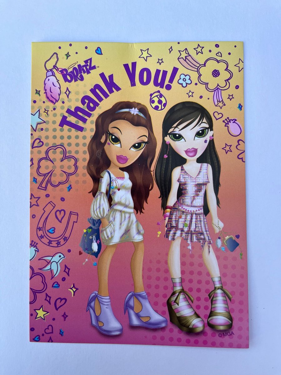 Bratz bedankkaartjes – set van 8 stuks met enveloppen – Thank You kaarten – meisjes
