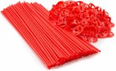 Ballonstokjes Rood met houders 40cm 100 stuks