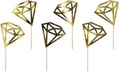 Cupcake Toppers Diamant Goud 9,5cm 6 stuks