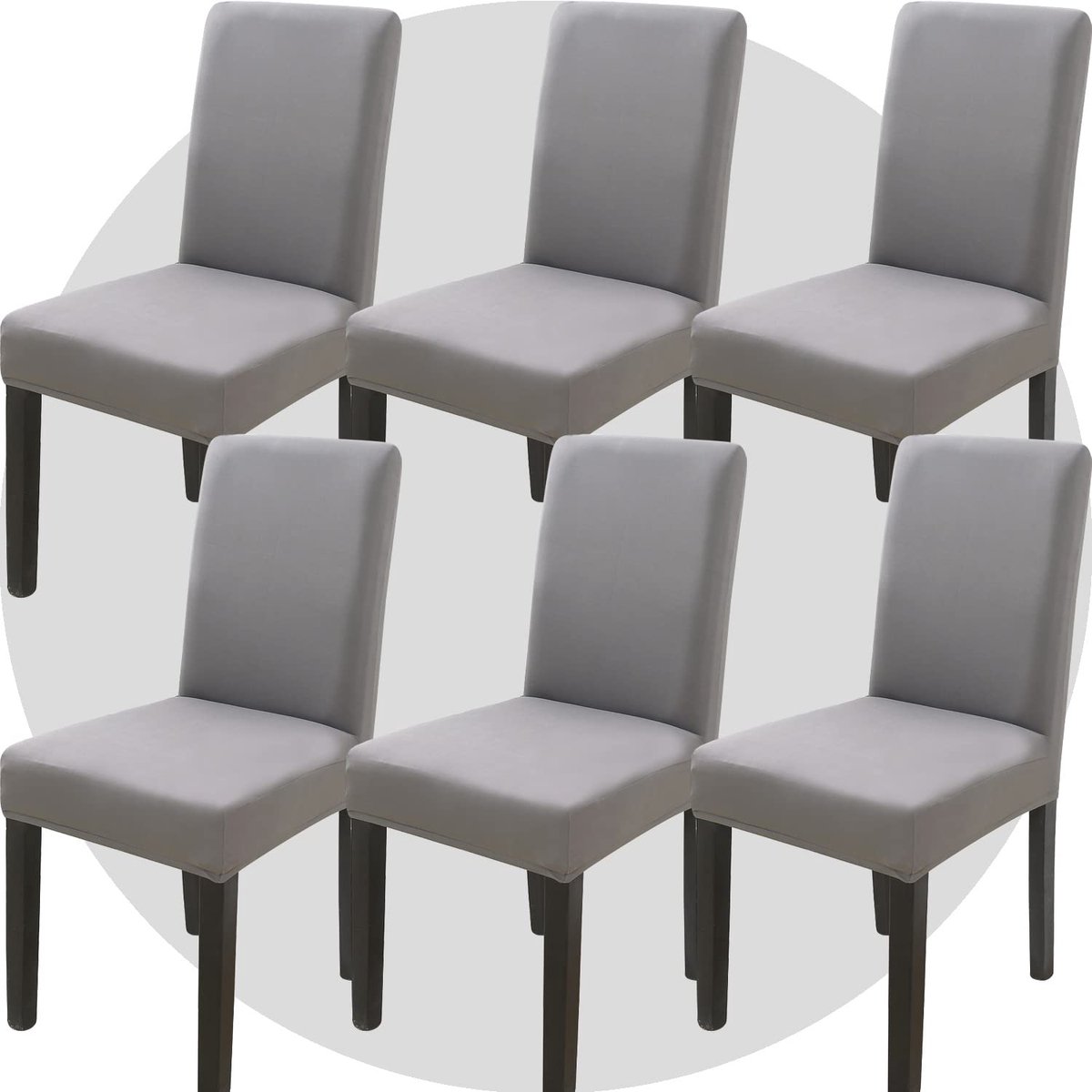Ibenzoa® Set van 6 Luxe Stretch Stoelhoezen voor Eetkamer en Feestelijke Gelegenheden in Lichtgrijs
