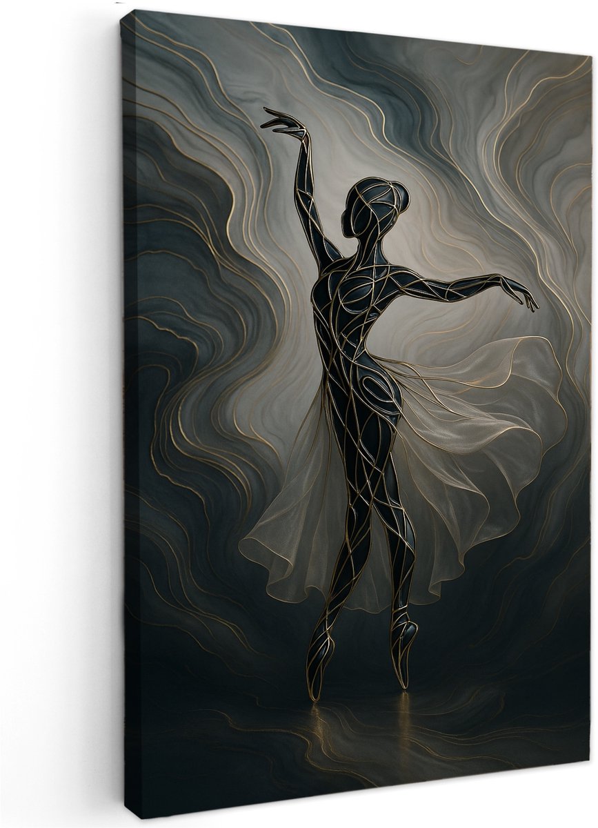 Canvas schilderij - Abstract Ballerina - 90x60 cm - Abstracte kunst - Huis decoratie woonkamer - muziek muur schilderijen - Wanddecoratie accessoires - Kamer interieur dans
