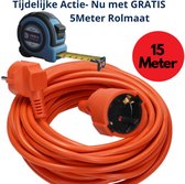 Verlengsnoer 15 meter – Verlengkabel buiten voor max. 3680 Watt - Buiten IP20 – 3 x 1,5 mm² - Oranje