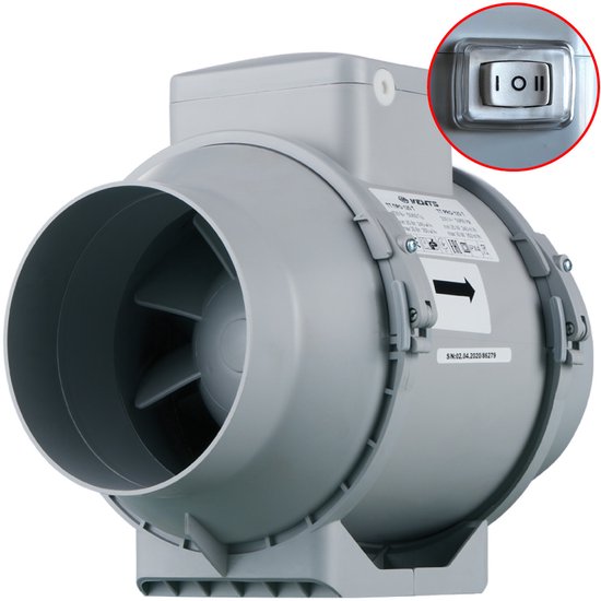 Foto: Vents tt pro buisventilator 125 mm met 2 standen schakelaar 350 m h