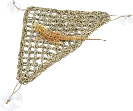 2 Stuks Reptielen Hangmat – Driehoekig, Ademend Mesh, Met Zuignappen, Geschikt Voor Baardagamen, Gekko's, Anoles En Slangen (groen/zwart)