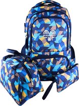 RAMBUX® - Set sac à dos 3 pièces - Blauw - Abstrait - Cartable, sac à main et trousse - Sac à dos École - Sac à dos - Cartable - 35 litres
