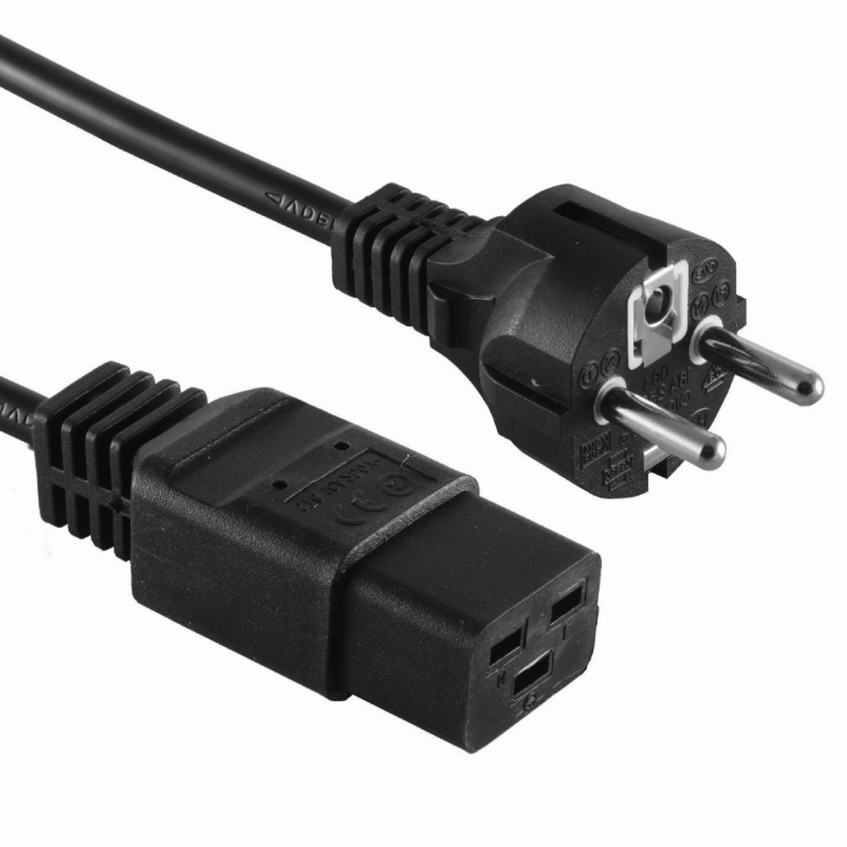 Image of ACT Netsnoer CEE 7/7 male (recht) - C19 zwart 3 m AK5022