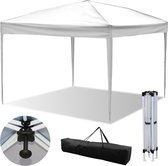 Tente de réception pliable et imperméable, facile à monter, panneaux latéraux pour jardin et camping, avec sac de transport, 3 x 3 m, sans côtés, blanche