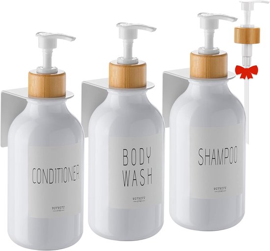 Aan De Muur Bevestigde Badkamerdouchepompdispenser En Organizer Geschikt Voor Shampoo Zeep Conditioner En Body Wash Voor Badkamer Keuken En Hotel Zwart 2 Stuks