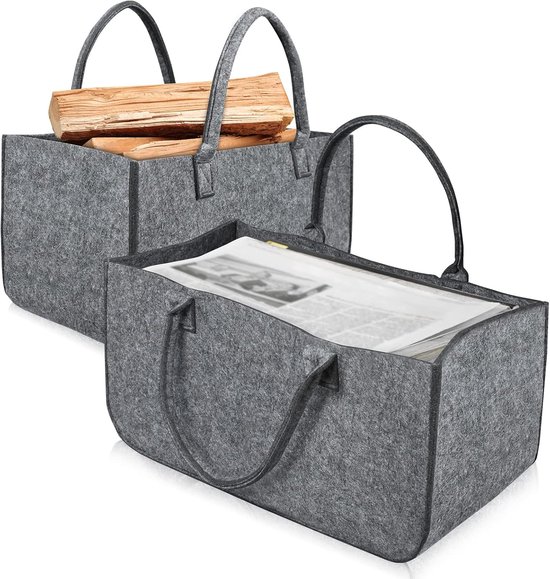 Vilten Zakken Voor Brandhouten Brandhout Tas, Opvouwbare Vilten Mand Brandhout Mand Boodschappentas Handvat Tas Voor Hout