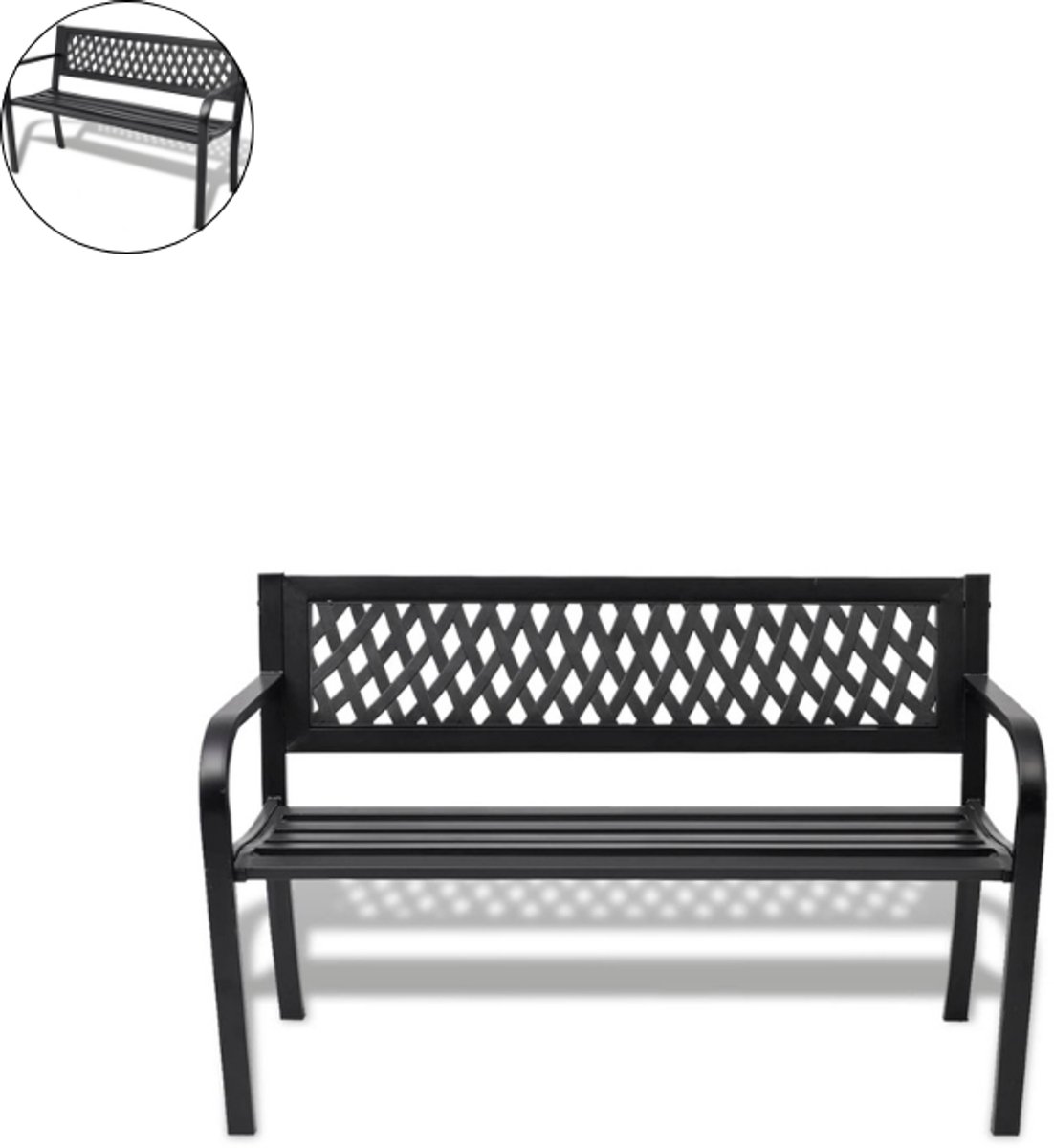 Tuinbank – Tuinbankjes weerbestendig - Tuinbanken - Loungebank - Balkon Set - Buitenbank - 2 personen - Zwart