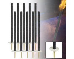 Aufun Verpakking Van 10 Fakkels Voor Buiten, Wasfakkels, Brandduur 100 Min, Tuinfakkels, Feest, Wandeling, Met Handbescherming En Extra Lange Steel