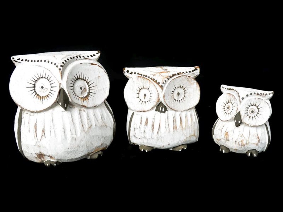 uiltjes set=3 10,6,8xcm antique white