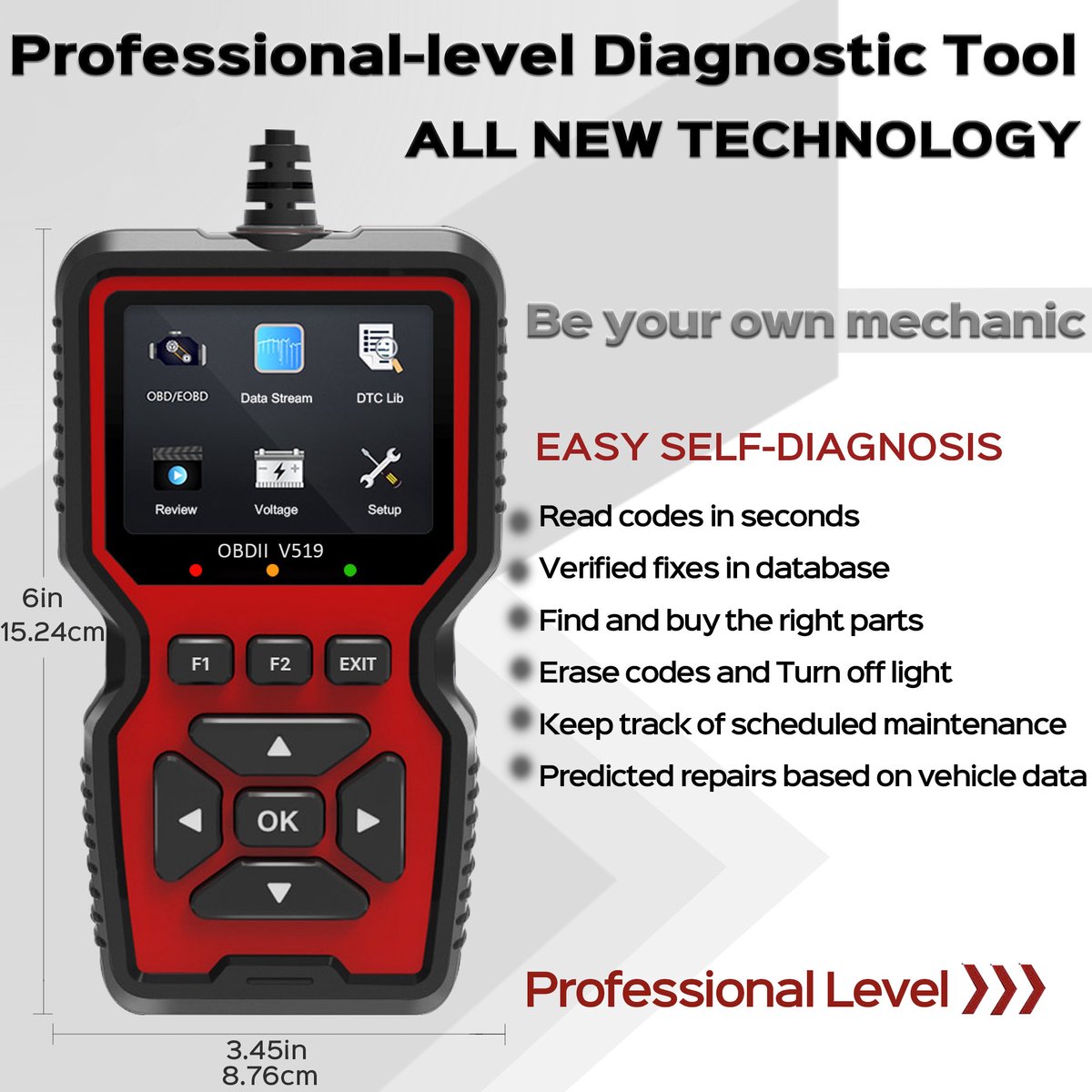 Dutchers® OBDII Autodiagnose Scanner 2025 – Auto scanner - Diagnose apparatuur voor auto's - Universele Codelezer met Live Data, Accutest & 35.901 Foutcodes - Storing verwijderen – OBD2 Uitlezen in het Nederlands – Auto Diagnosehulpmiddel thumbnail 6