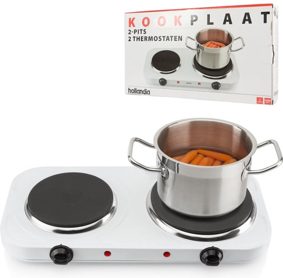 Tristar KP-6245 Dubbele Elektrische Kookplaat – 2 pits - Reglbare thermostaat -2500 Watt - Wit