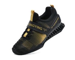 Bovista Powerlift Schoenen - Powerlifter - Weightlifting - Squat - Gewichthef - Gym Schoenen - Sneaker - Zwart/Goud - Maat 40