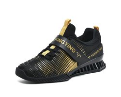 Nivard Powerlift Schoenen - Powerlifter - Weightlifting - Squat - Gewichthef - Gym Schoenen - Sneaker - Zwart/Goud - Maat 44