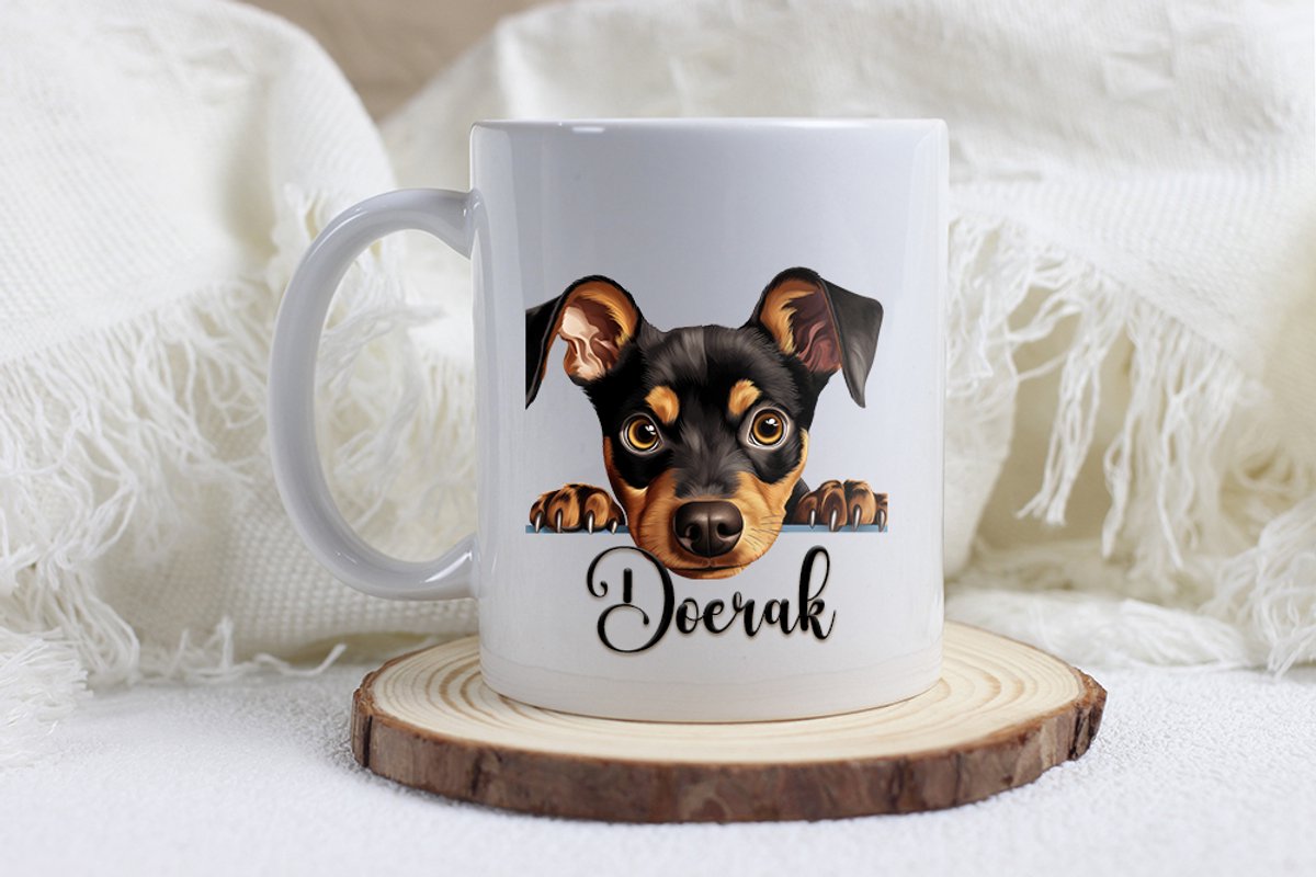 Duitse pinscher mok met naam