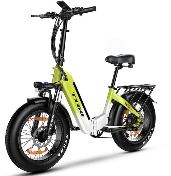 Elektrische Fiets TTGO F6 - Elektrische Vouwfiets - 900Wh/25Ah Accu - 80 km Bereik - 250W Motor - 20x4 Inch Fatbike Wielen - Shimano 7 Versnellingen - Hydraulische Schijfremmen - LCD Display - Elektrische Stadsfiets - Groen