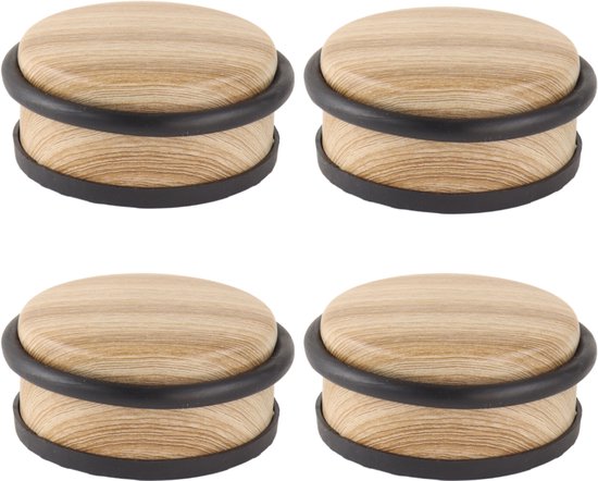 Nordix Deurstop - 4 Stuks - Deurstopper - Deurbuffer - Houtlook - 4,7x10,4cm