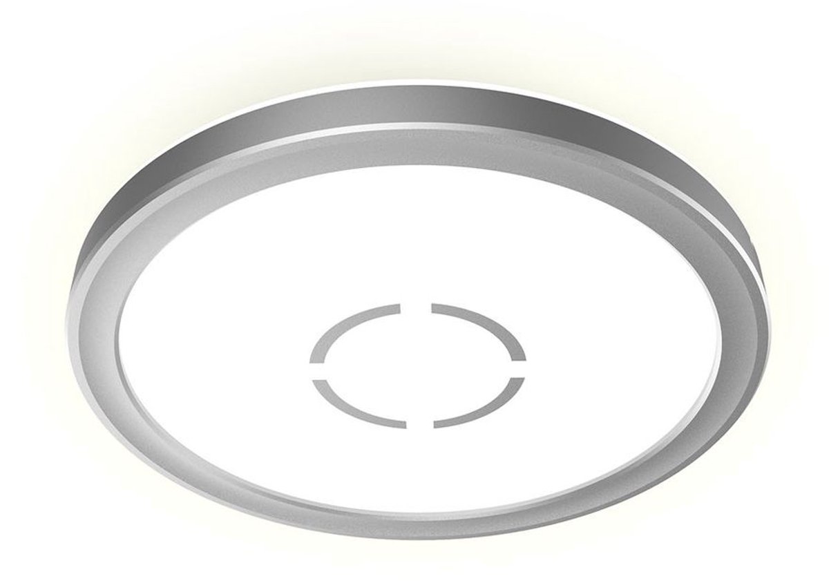 LED plafondlamp met achtergrondverlichting Plafondlamp zilver Woonkamerlamp rond Ganglamp plat, 12W 1400lm neutraal wit, DxH 19 x 2,8 cm