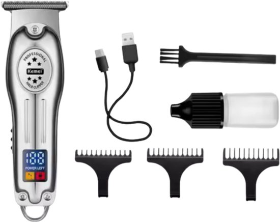 Kemei Professionele Tondeuse - Draadloze Tondeuse - Tondeuse Mannen - Tondeuse hoofdhaar - Haartrimmer - Zilver - Tondeuses - Trimmer Mannen