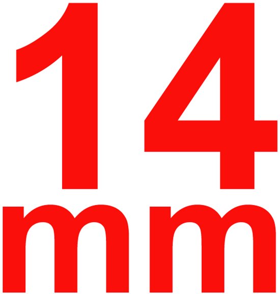 Rode tekst met "14 mm".