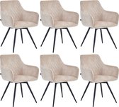 Colenis® - Sierra Eetkamerstoel - Set Van 6 - Beige - Adoré Velvet - Industrieel - Draaibaar - 360°